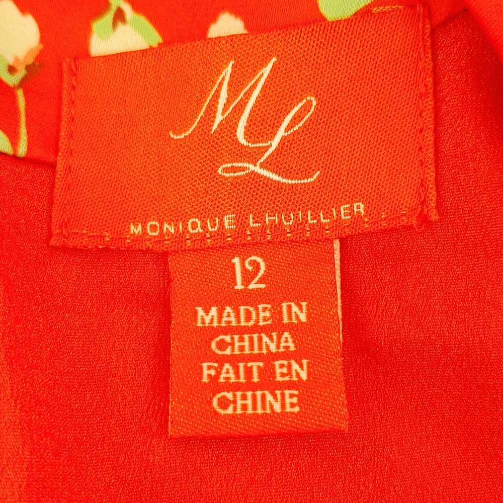 ML Monique‎ Lhuillier Printed Ruffle Dress 12 - Picture 8 of 10
